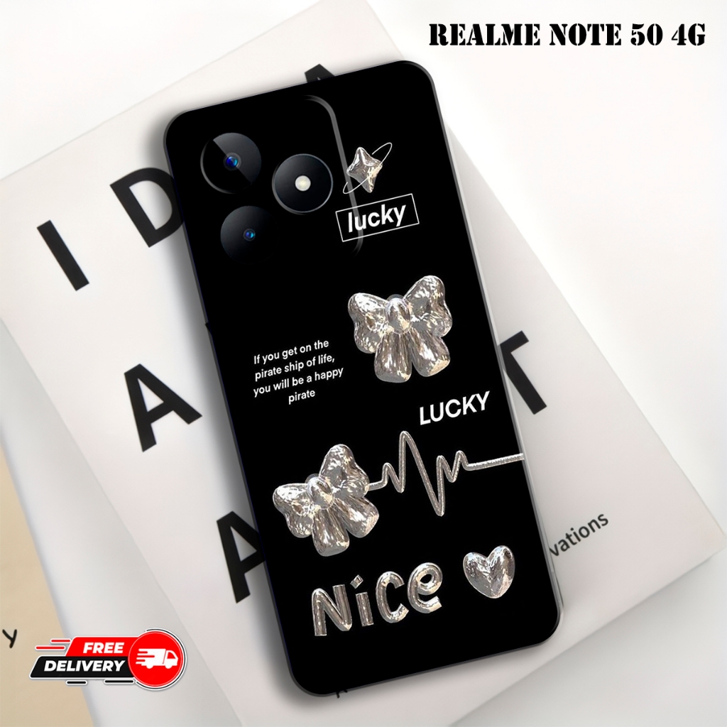 Casing Hp cocok untuk REALME NOTE 50 4G Terbaru - Softcase Fashion Case Pattern Love - Type Lain Via