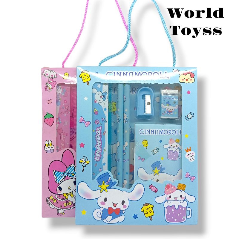 

Paket Perlengkapan Alat Tulis Set 6 In Stationary Lucu Animasi Karakter Sanrio kuromi