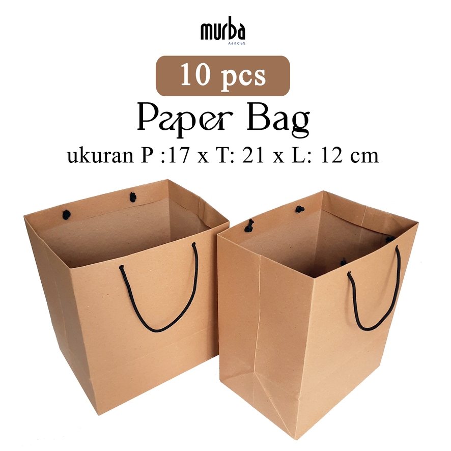 

(10 pcs) Paper Bag Polos P:17 x T:21 x L:12 cm | Tas Kertas Cokelat | Paper Bag Kraft | Tas Kado