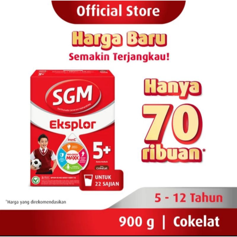 

SGM Eksplor 5+ dengan IronC Susu Bubuk Rasa Cokelat 900GR