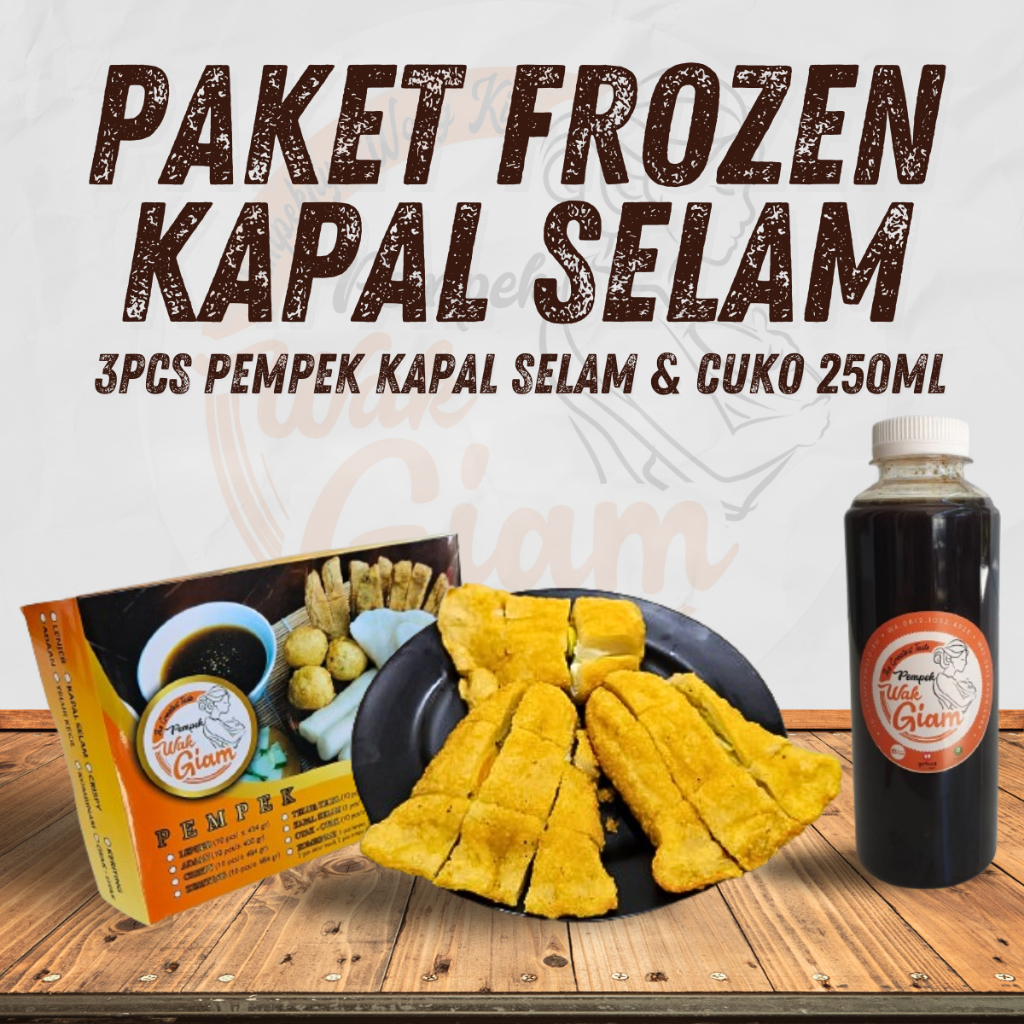 

PWG Paket Frozen Kapal Selam [3pcs Pempek Kapal Selam & Cuko 250ml] - Pempek Wak Giam Palembang 100% Ikan Tenggiri Asli