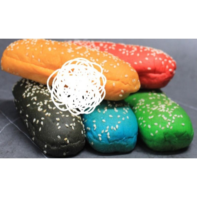 

roti hot dog warna warni