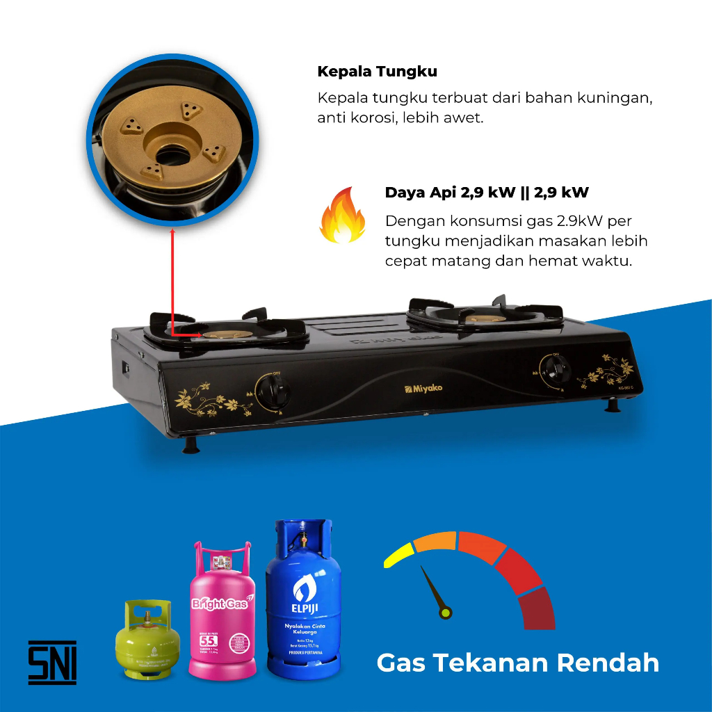 Miyako Kompor Gas 2 Tungku KG 502C - Kompor Gas/KG502C/KG502 C/KG 502C/KG 502 C/KG-502C/KG-502 C/Kom