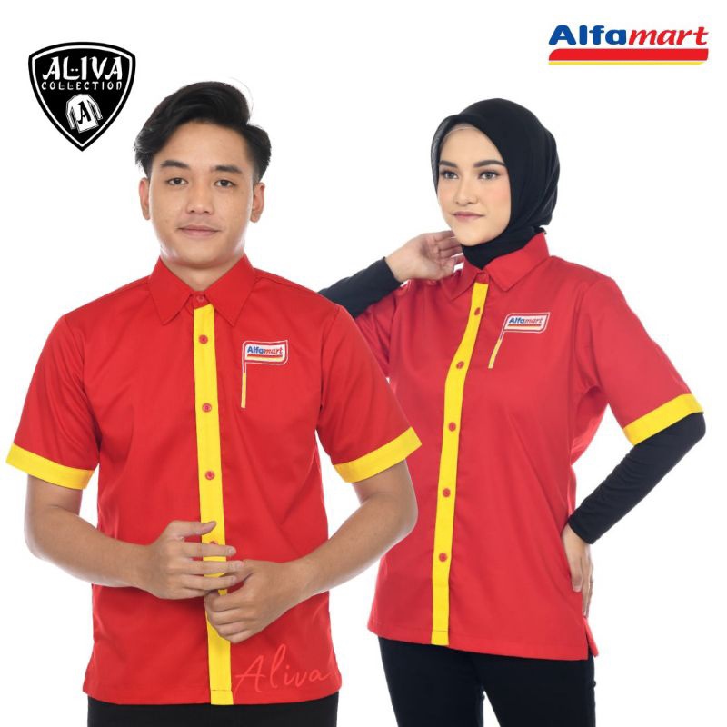Kemeja Seragam Kerja Pria Wanita Baju Profesi Karyawan AlfamartSeragam AlfamartBaju Karyawan Alfamar