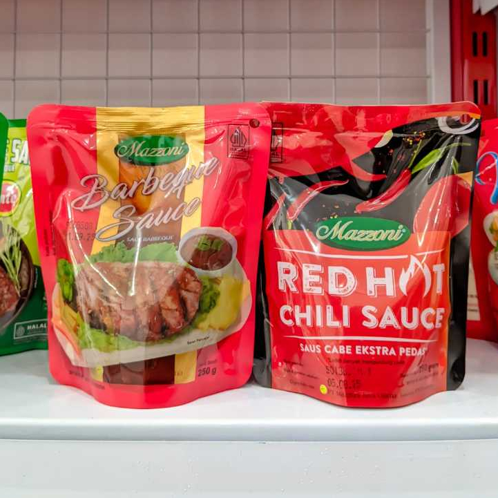 

Mazzoni saos red hot Chilli 250 gram / Mazzoni Saus Barbeque 250 Gram