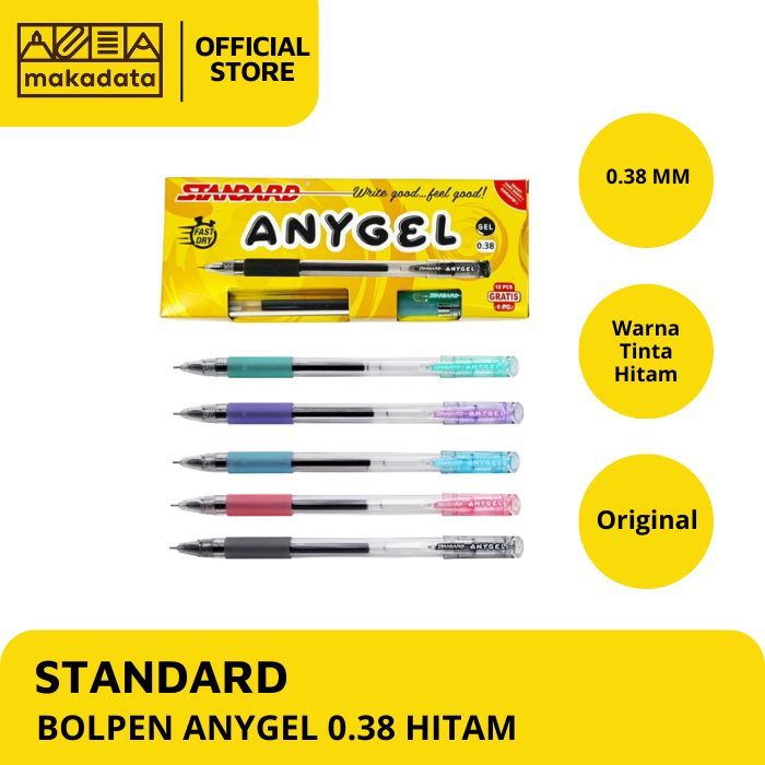 

BOLPEN / BALLPOINT / PULPEN STANDARD ANYGEL 0.38 HITAM (1 PAK) MURAH