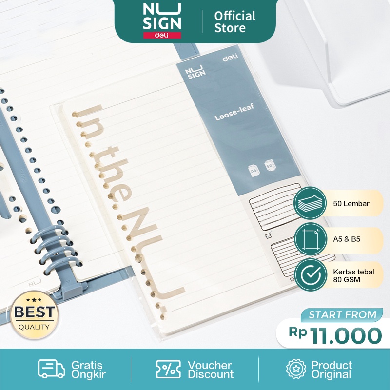 

Nusign Looseleaf Notebook Refill Isi Binder A5 B5 Garis Grid Dot 5 Lembar NS31X