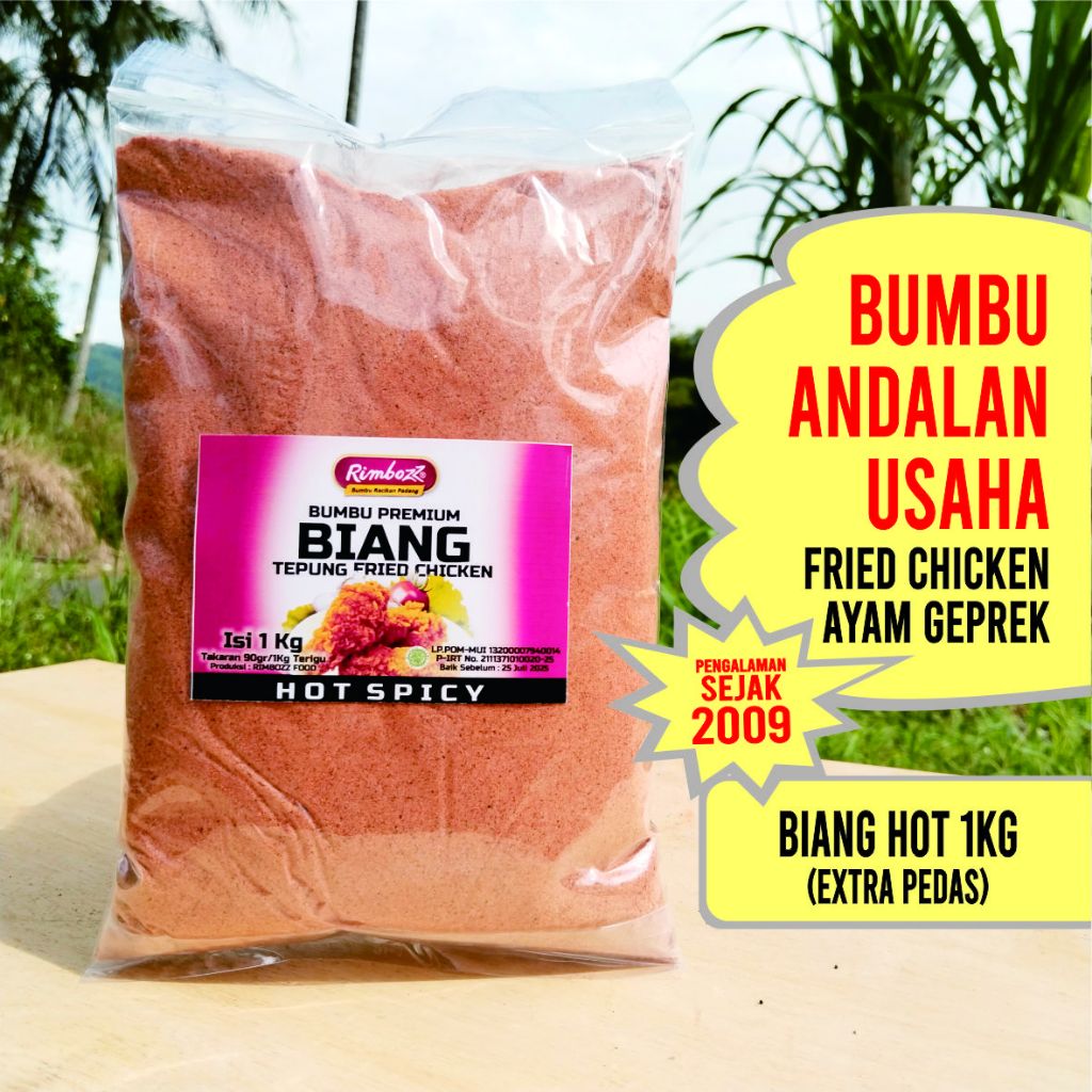 

Biang Tepung Fried Chicken 1Kg HOT SPICY RIMBOZZ, Tepung Biang Ayam KFC, Geprek, Kualitas Restoran