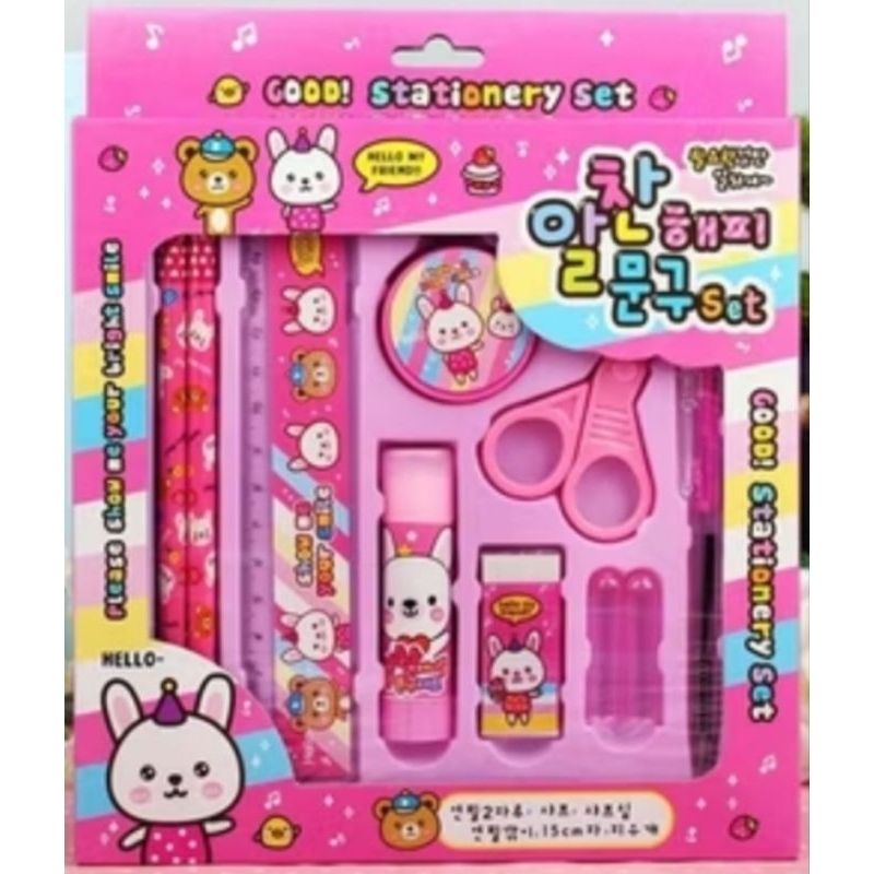 

8 in 1 Stationary set karakter lucu alat tulis korea anak alat tulis impor kado ultah kado anak