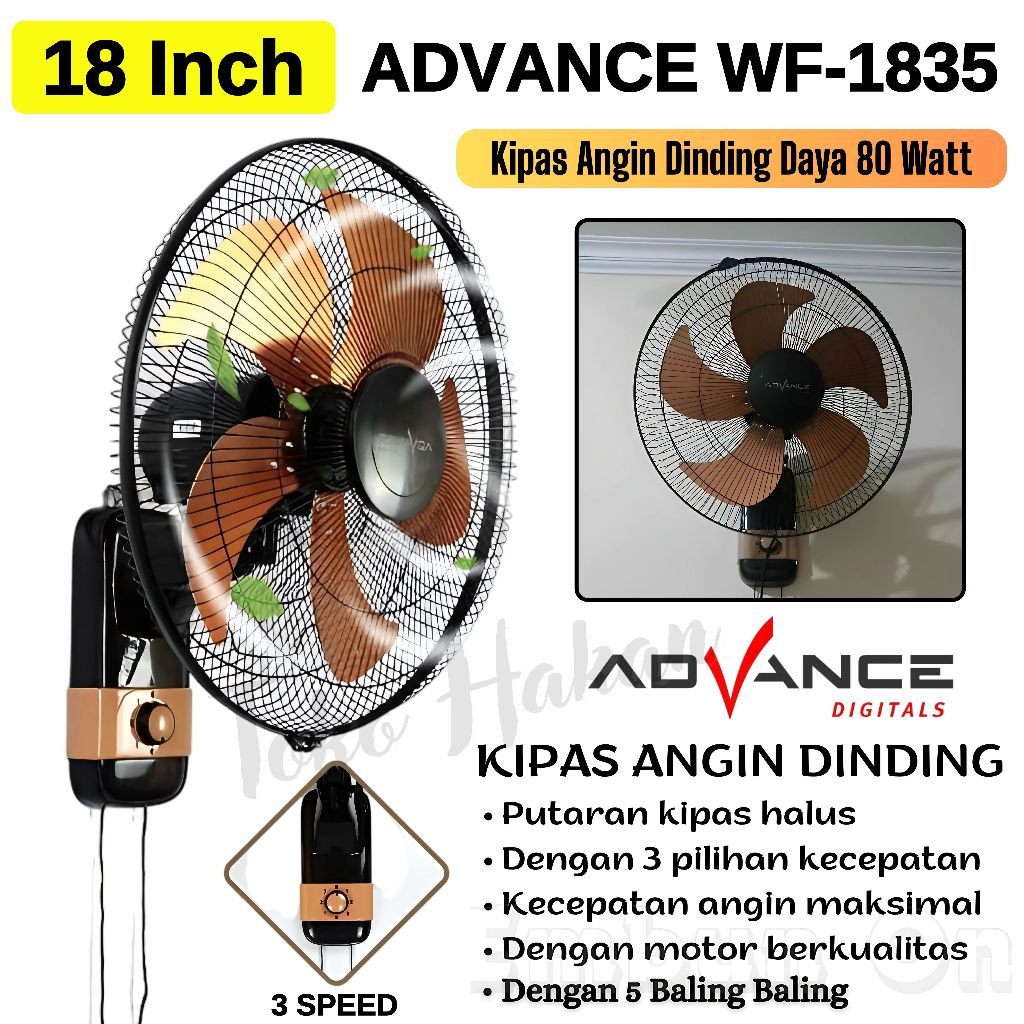 Kipas Angin Dinding Gantung Besi 18 in ADVANCE Wf-1835 / Wall Fan 18 inch Advance / KIPAS DINGDING /