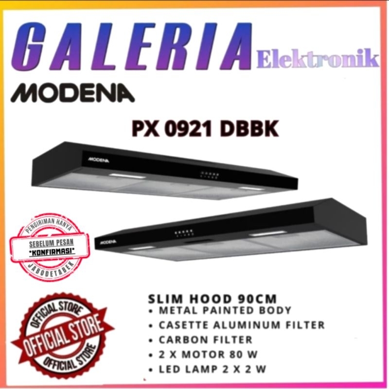 Cooker Hood Modena PX 0921 DBBK - Penghisap Asap Dapur Slim