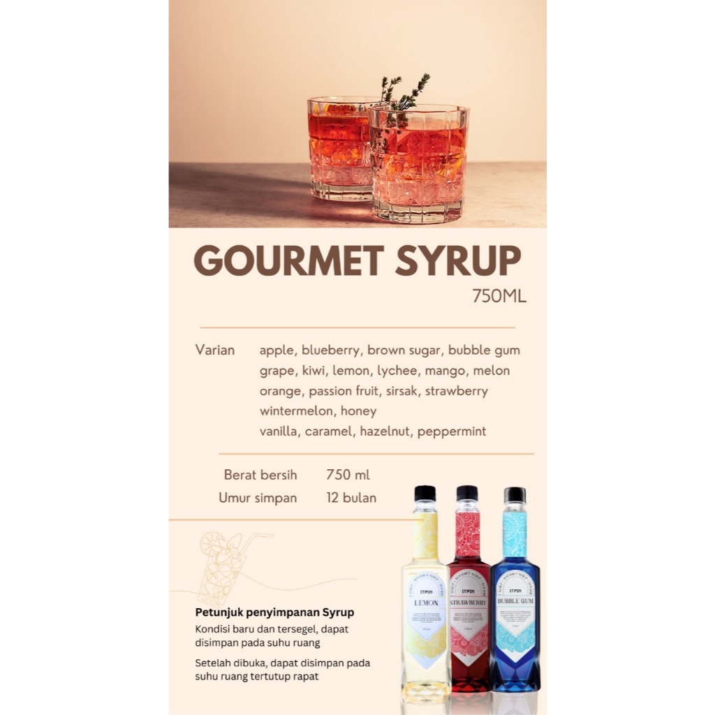 

New Product Gourmet Syrup Itpin 750ml Itpin sirup kemasan 750 ml