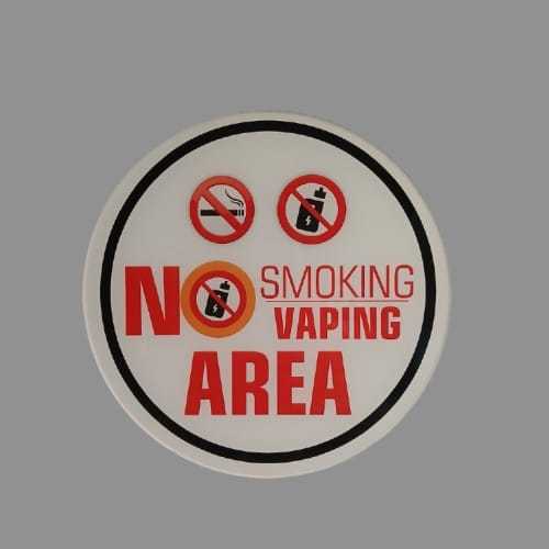 

Akrilik Bulat No Smoking Vaping Area - Akrilik Dilarang Vape - Akrilik Himbauan