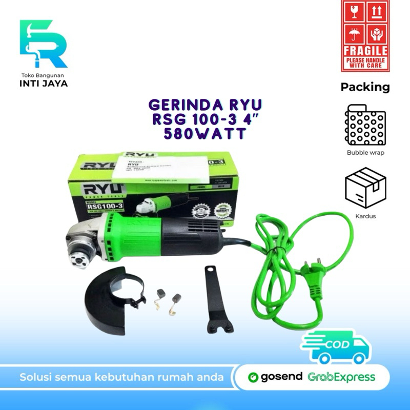 RYU Mesin Gerinda Tangan RSG 100-3 / RSG 100-4 Angle Grinder 4"