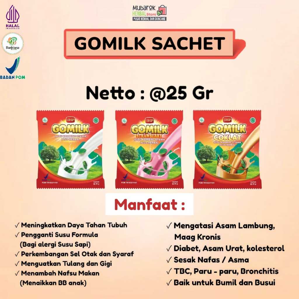 

GOMILK Susu kambing etawa kemasan sachet dan praktis