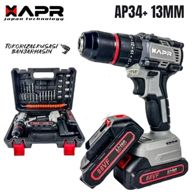 Bor impact drill brushless APR TYPE 34+ 13mm keyless auto lock 2 batrai LXT88V