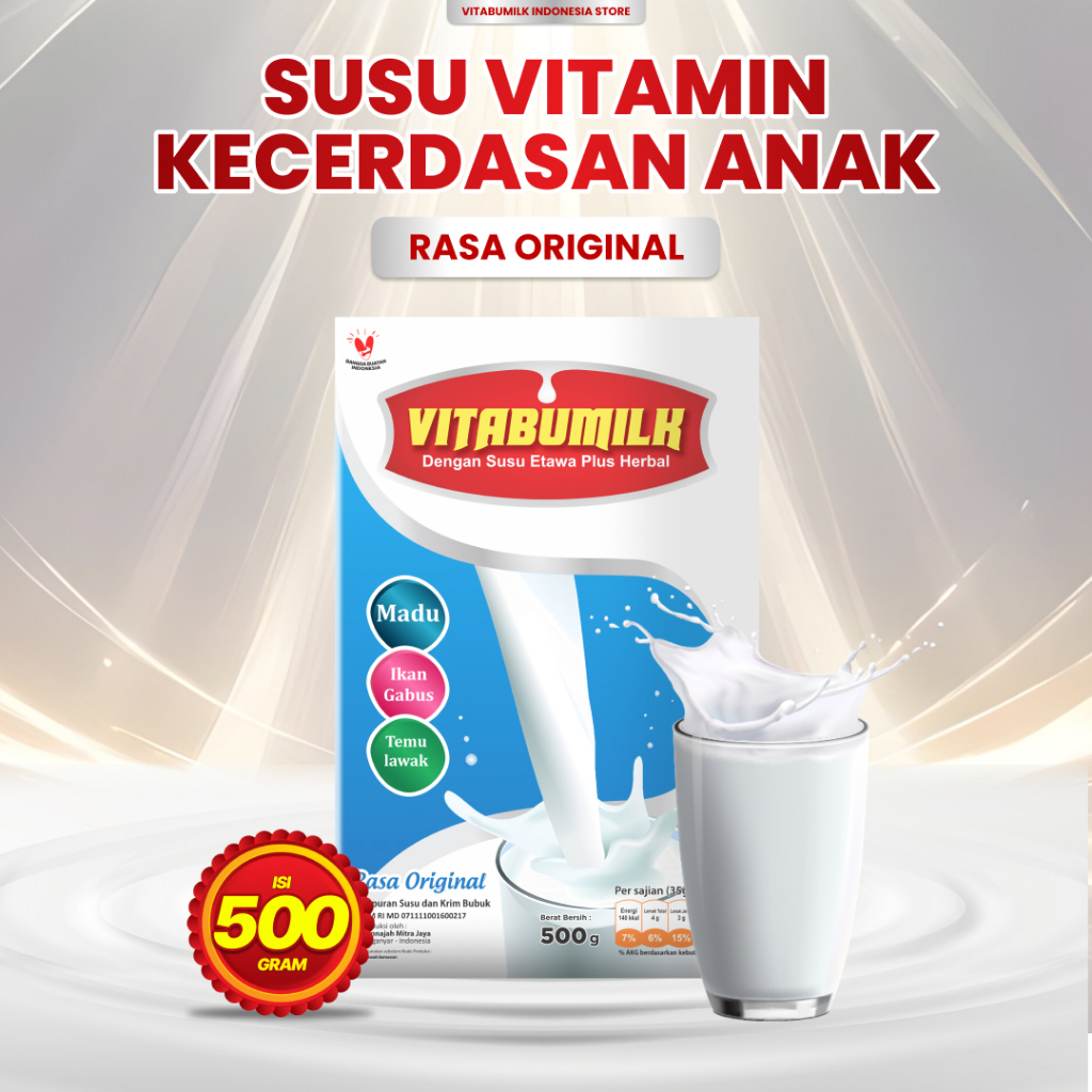 

VITABUMILK 500 gram | Rasa Original - Susu Vitamin Otak dan Kecerdasan Anak | Susu Kambing Etawa Plus Herbal Madu Ikan Gabus dan Temulawak