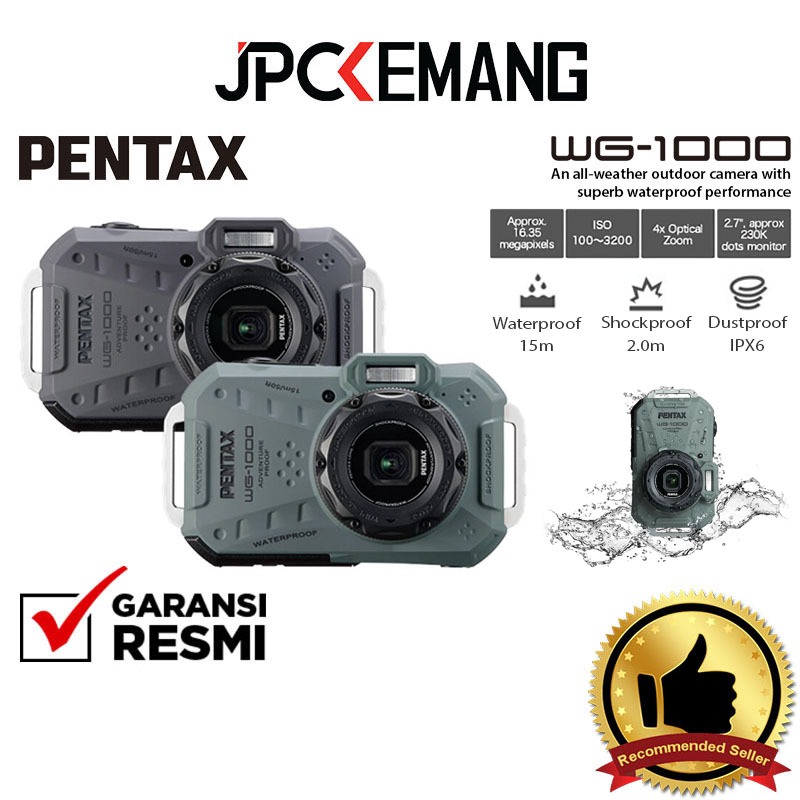 Ricoh PENTAX WG-1000 Digital Pocket Camera Underwater Waterproof WG1000 Garansi Resmi