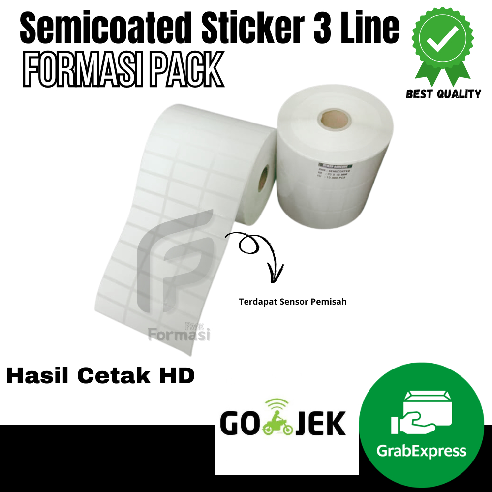 

RB LABEL SEMICOATED (BUKAN THERMAL) 33 x 15 mm 3 Line, Stiker Printer Barcode, Core 1 Inch isi 10000