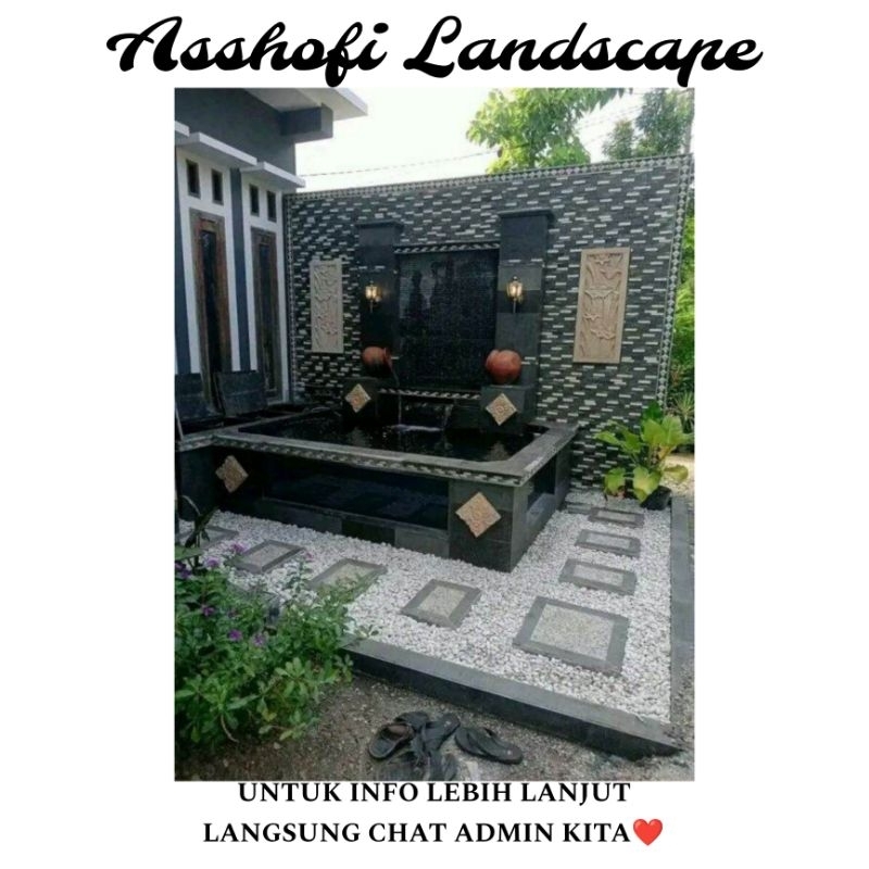 PEMBUATAN TEBING DEKORASI TAMAN MINIMALIS KOLAM IKAN HIAS BUNGA HIAS PASANG RUMPUT TAMAN JEPANG TANA