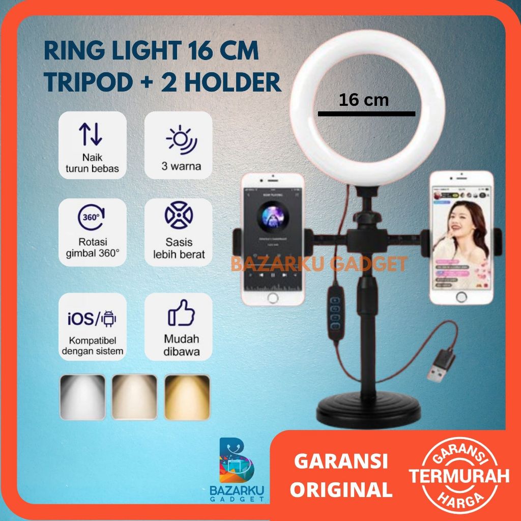 Ring Light Tripod 2 Holder Tripod Ring Light Livestream Ring Light 16CM Tripod Live Streaming