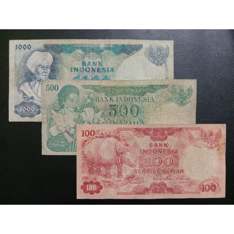 PROMO... Uang Kuno Set Mini 100 , 500 , 1000 Rupiah Tahun 1970.an (Bekas)