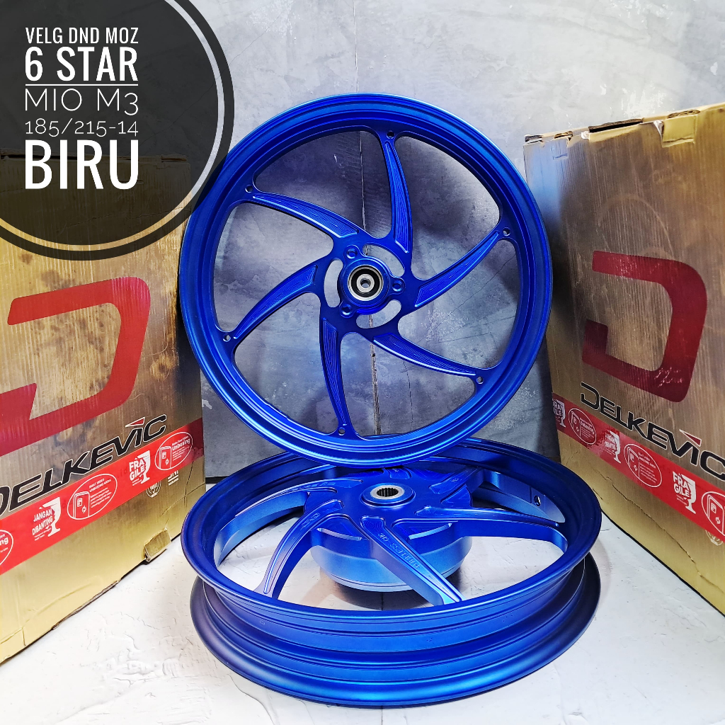 Velg DND Delkevic Moz 6 Star MioM3/MioZ/Mio SoulGT 125/Fino125/Xride 125 Merah/Biru/Crom/Orange 185/