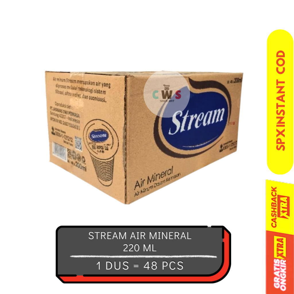 

Air Mineral STREAM Cup 220 ml Gelas Murah - 1 Dus / 48 Pcs