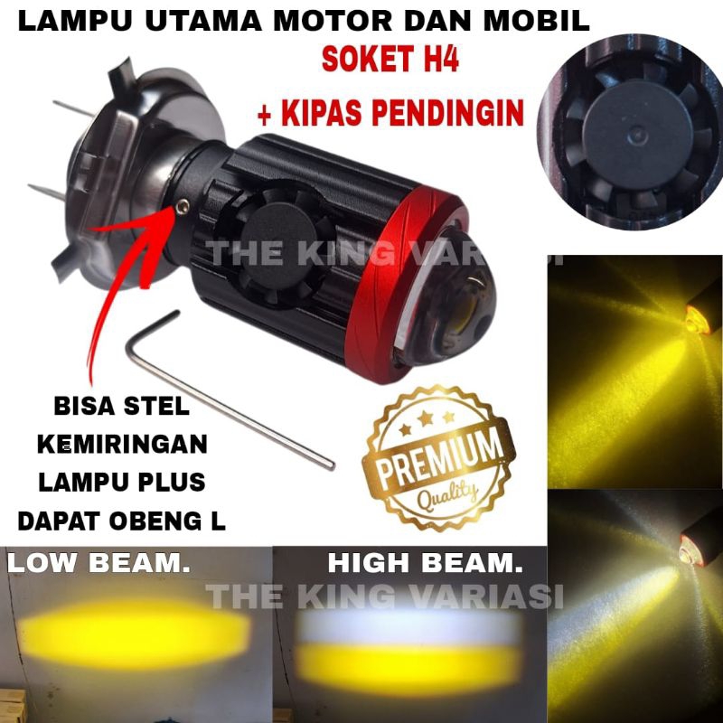 LAMPU UTAMA MOTOR SOKET H4 LASER PLUS KIPAS PREMIUM/ LAMPU DEPAN H4 LASER LED / LAMPU UTAMA MOTOR H4