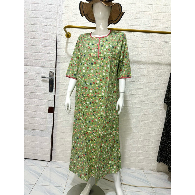 Daster Panjang lengan 3/4 LONGPEN/ home dress katun pretty girl