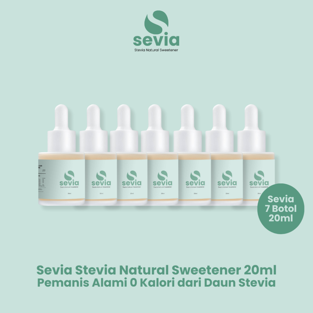 

7 Botol Sevia Stevia Natural Sweetener 20ml Pemanis Alami 0 Kalori Pengganti Gula dari Daun Stevia