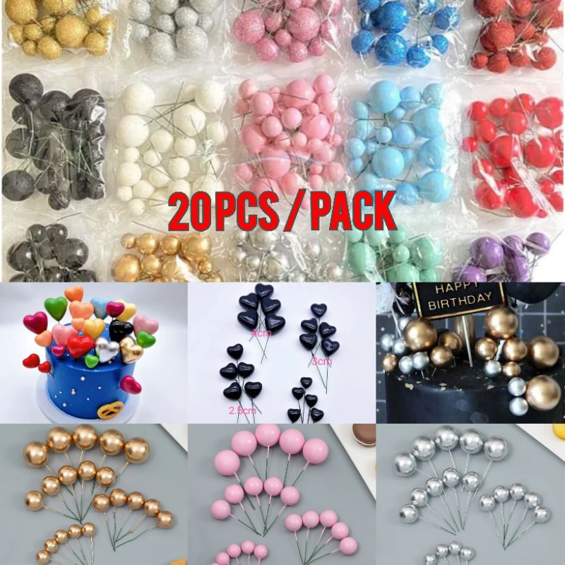 Topper Bola Bola Tusuk Hiasan Kue / Ball Cake Topper Hiasan Kue Ultah Topper Bola Akrilik Kue Ulang 