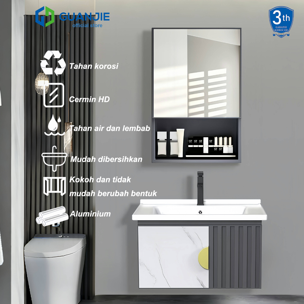 GUANJIE - kabinet kamar mandi (43CM/50CM/60CM)- Aluminium (Bathroom Cabinet)wastafel cabinet Kabinet