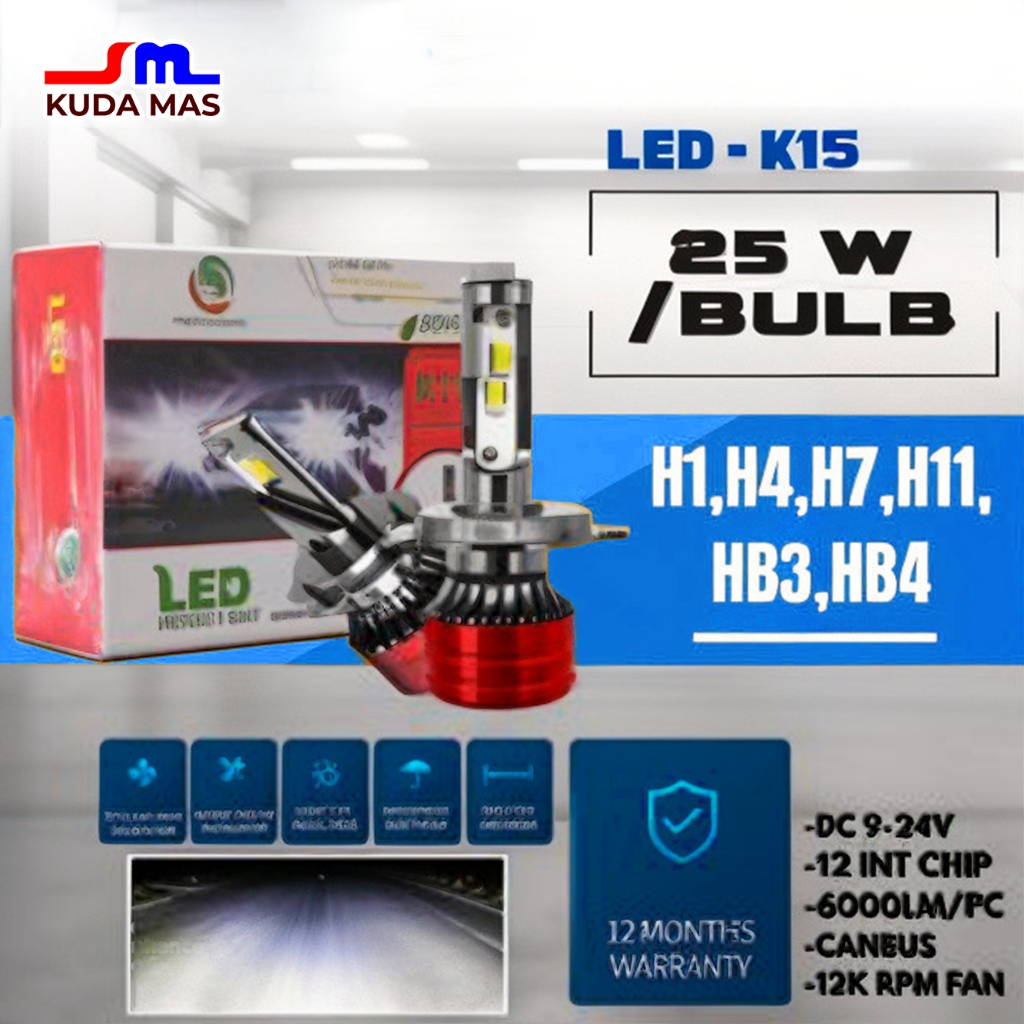 Lampu LED Mobil K15 H4 H7 H11 HB3 HB4 Lampu Utama Lampu Kabut