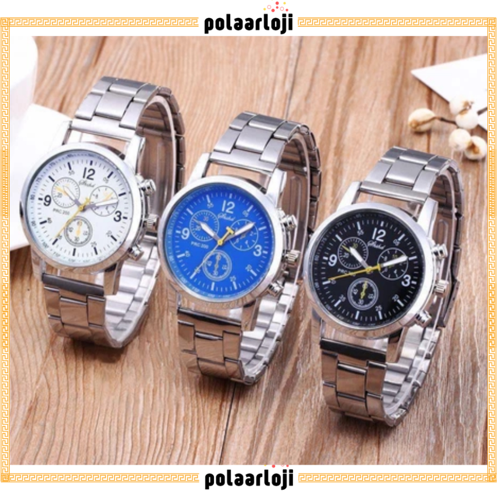 ORIGINAL PA JAM TANGAN PRIA WANITA SPORT SHSHD RANTAI GENEVA STAINLESS STEEL KOREA FASHION GROSIR