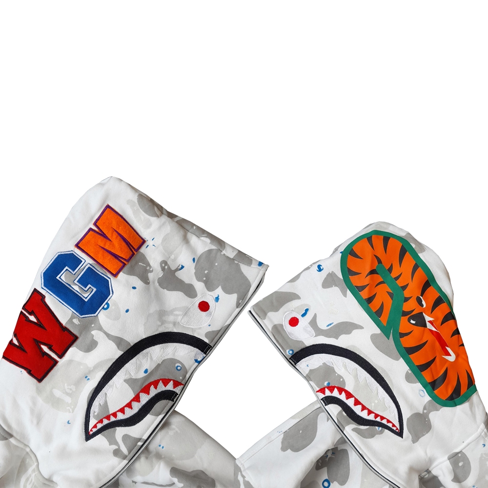 FULLZIP BAPE SPACE CAMO PUTIH GLOW IN THE DARK SINGLE HOODIE TERBARU DAN TERLARIS