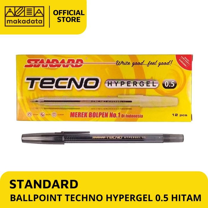 

BOLPEN / BALLPOINT / PULPEN STANDARD TECNO HYPERGEL 0.5MM HITAM (1PCS) MURAH