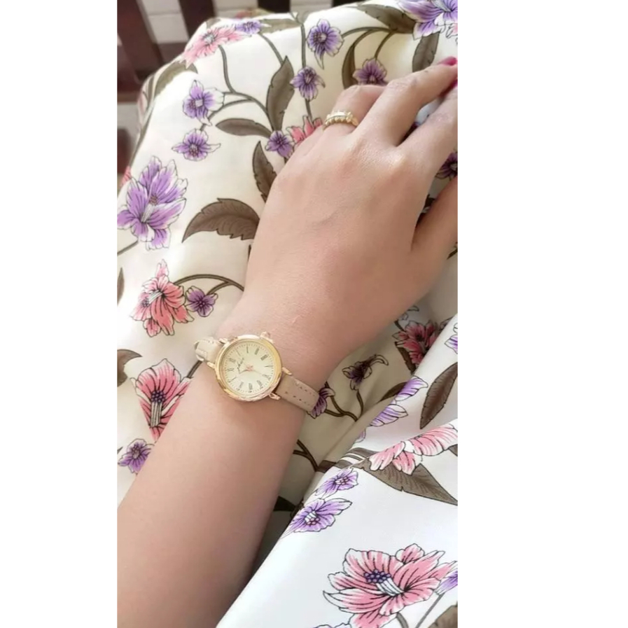 jam tangan wanita bulat kecil jam tangan cewek korea styke kekinian tali kulit analog