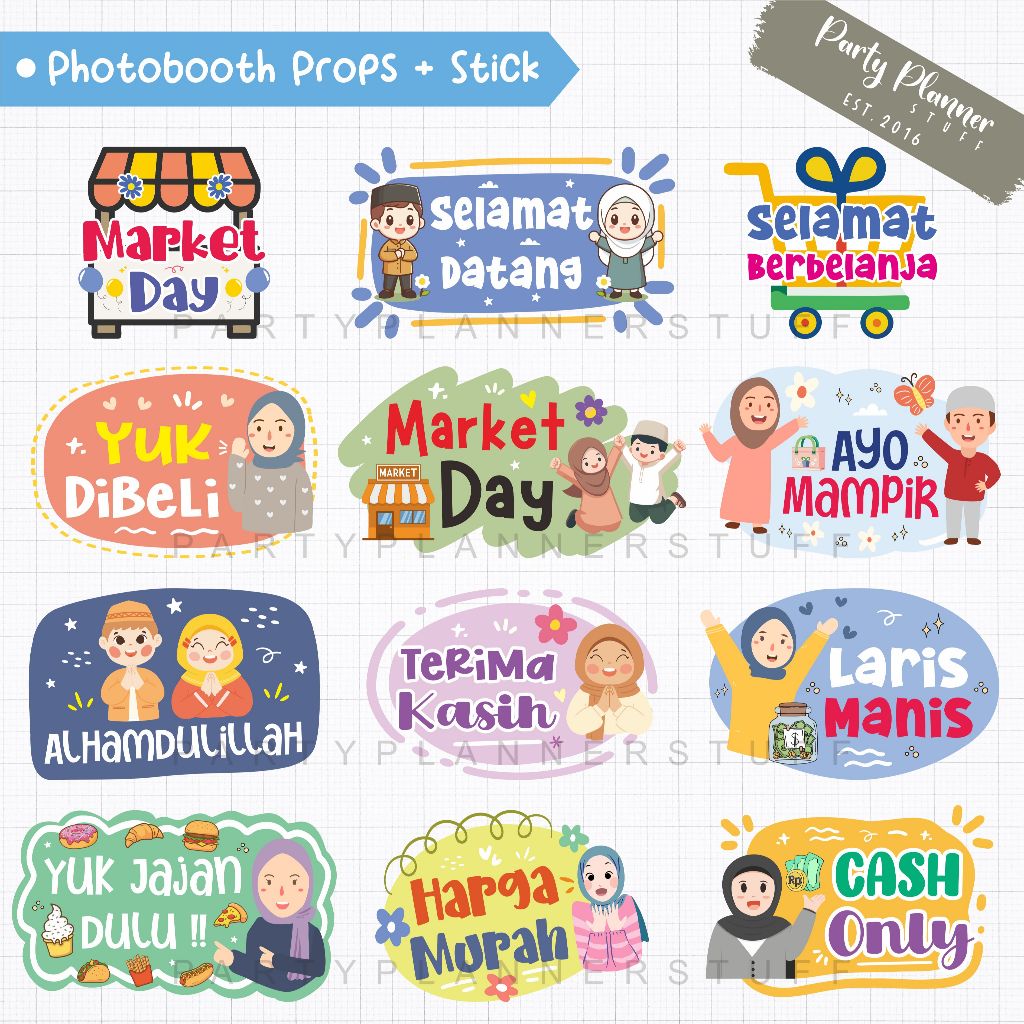 Props Market day indonesia / acc stik foto acara market day / dekorasi market day sekolah / market d