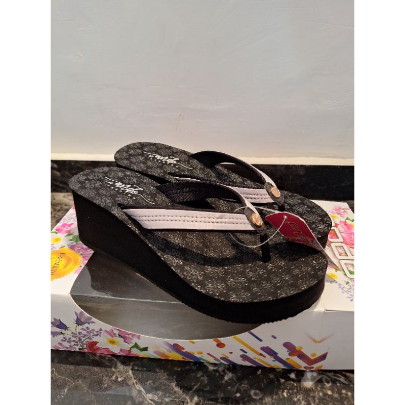Ando shimmer-wedges ando sandal wanita ando jepit wedges original 100%