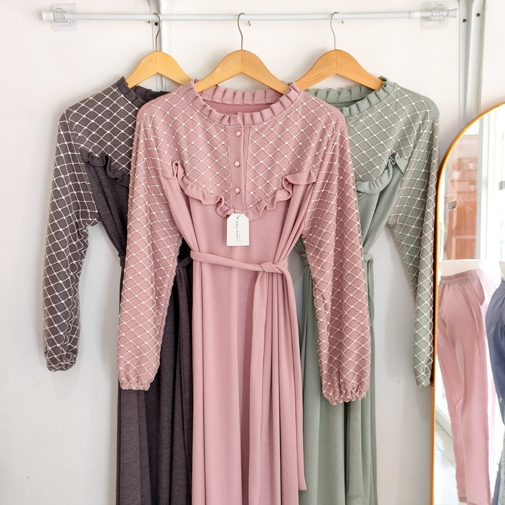 Gamis knit brokat tile/gamis knit/dress knit premium polos/gamis polos/dress wanita/dress brokat/dre