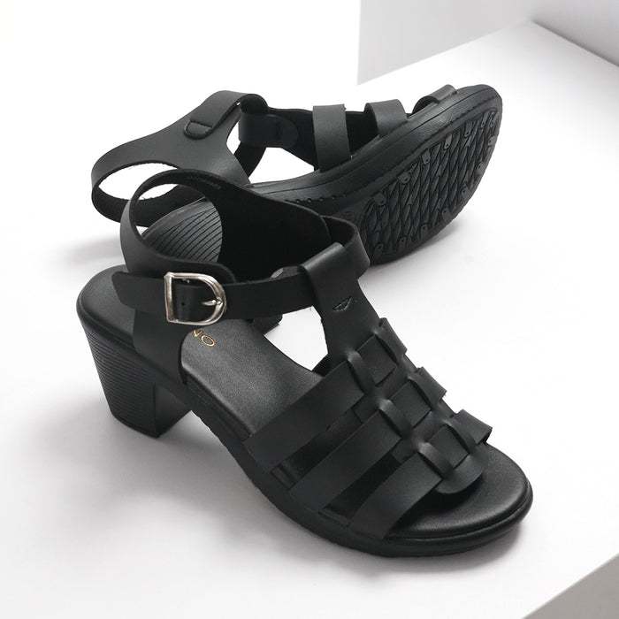 GABINO SP Sandal Sepatu Strap Wanita Block Heels-G1BC3003-black&khaki