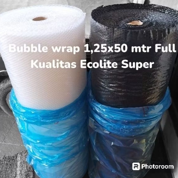 

1 Rol|1,25x50 m|2,1 kg|Bubble ECOLITE Super | PUTIH/ HITAM | TERMURAH & BAGUS | Gelembung buble pack pembungkus kemasan setara Upack, GMP, Muliapack