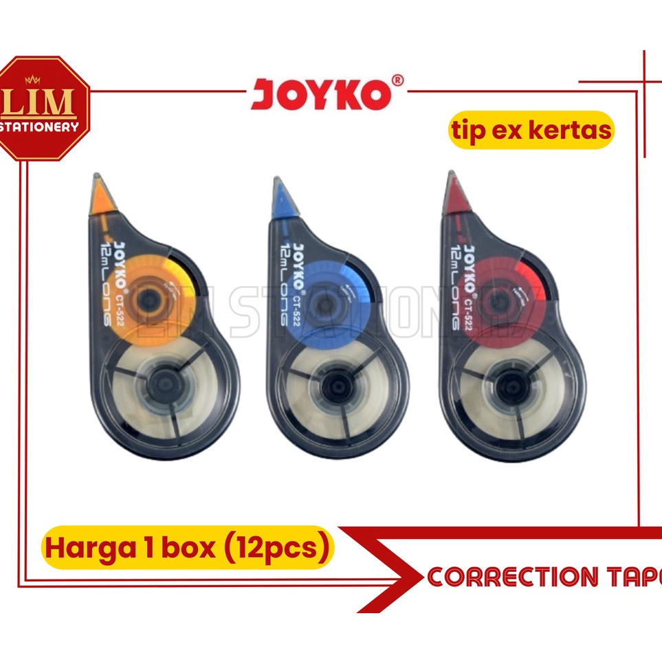 

ART K8Z JOYKO TIPE X KERTAS TIPE X ROLL 12PCS CORRECTION TAPE CT522