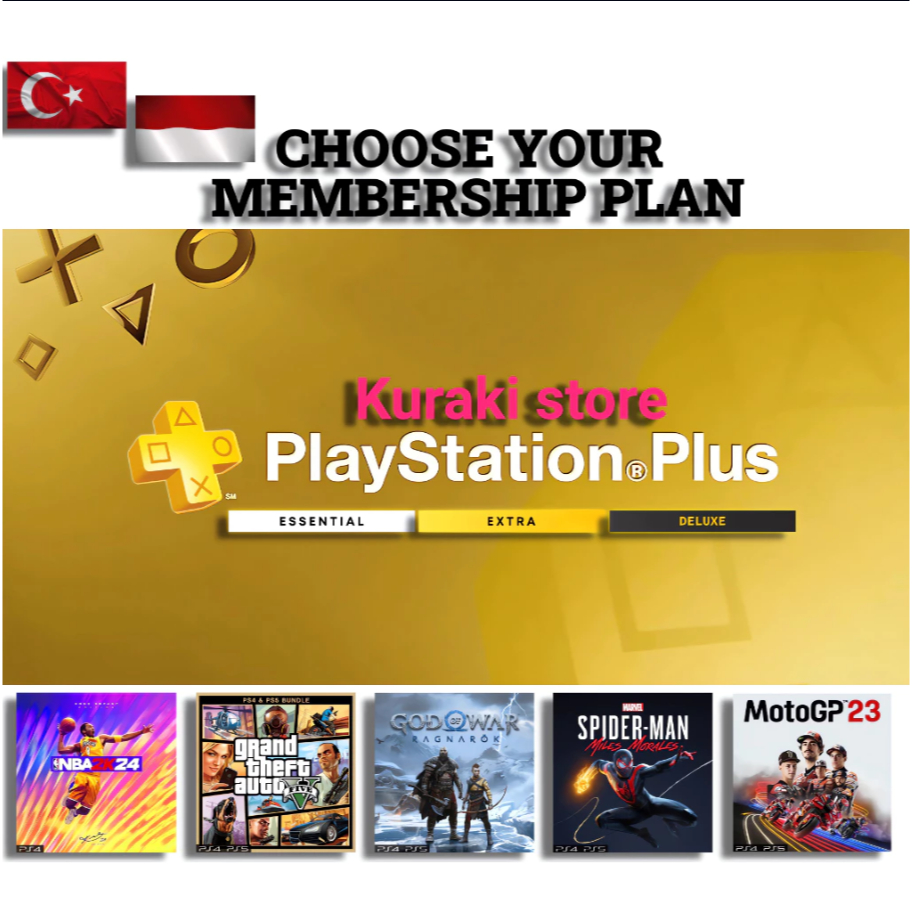 Playstation PS Plus Essential  Extra  Deluxe PS4 PS5 Region Turkey turki & INDO Digital game