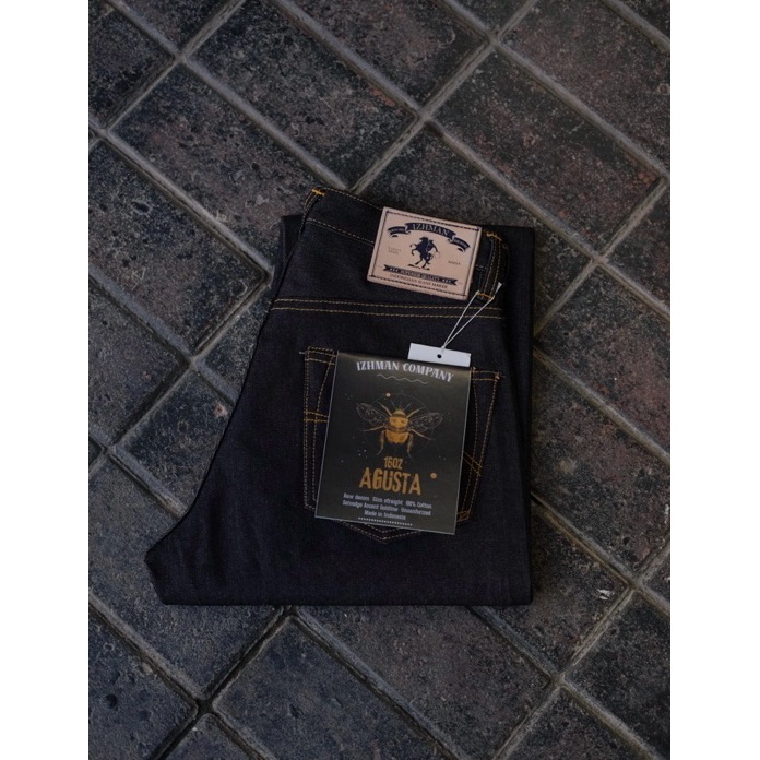 PROMO SPESIAL Izhman Denim  Agusta 16oz Celana Denim Seadge Accent  Deep indo  Free refresher