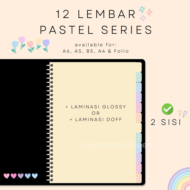 

PEMBATAS BINDER DIVIDER CUSTOM PEMBATAS BUKU BINDER B5 | BINDER A5 | BINDER A6 | PASTEL SERIES