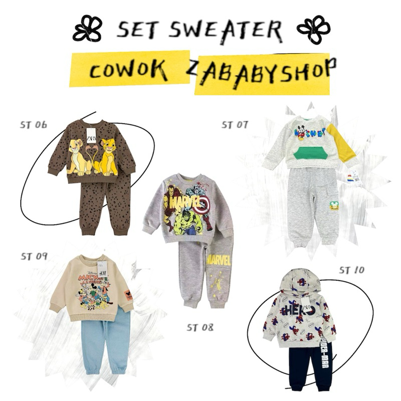 Set Sweater/Zipper/Hoodie Disney, Zara, Hnm Anak Cowok