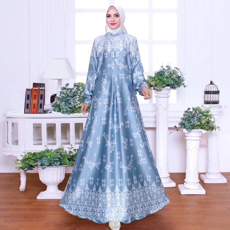 Gamis Kamari Silk Premium Motif Terbaru Gamis Lebaran Jumbo Dress Wanita Muslim Termurah