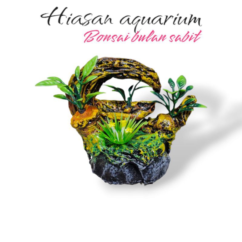 Hiasan Ornamen Dekorasi Aquarium Aquascape Bulan sabit /Hiasan Aquarium Rumah ikan ornamen aquarium